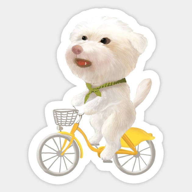 Dog riding a bike Sticker by zkozkohi